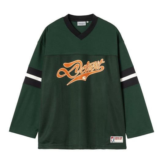 CARHARTT WIP  WIP L/S DETROIT MESH T-SHIRT - Conifer / Black / Wax