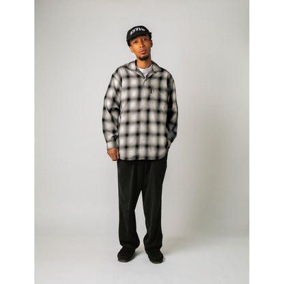 APPLEBUM OMBRE CHECK L/S ALOHA SHIRT [WHITE/BLACK] / 2420204