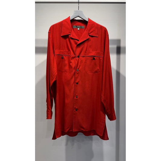 Y's for men RAYON LAWN SHIRT WITH OPEN COLLAR