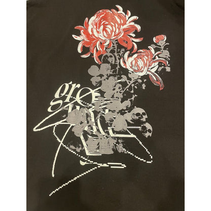 Ground Y  COTTON JERSEY SKULL FLOWER T-SHIRT