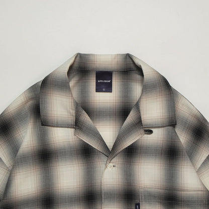 APPLEBUM OMBRE CHECK L/S ALOHA SHIRT [WHITE/BLACK] / 2420204