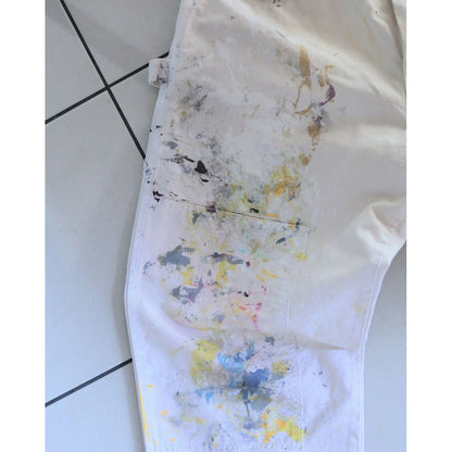 ANACHRONORM  ANDK003 DART PAINT DOUBLE KNEE PAINTER PANTS WHITE