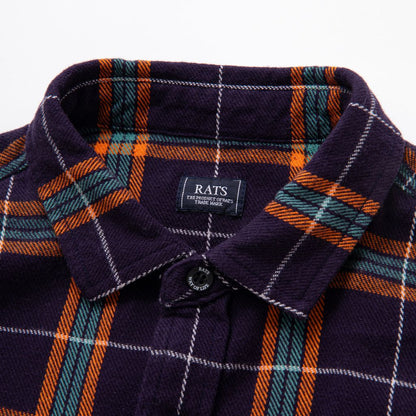 RATS COTTON FLANNEL NAVY CHECK SHIRT