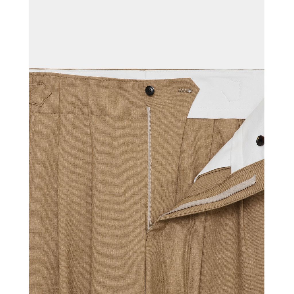 marka Recycled Polyester Non-Mulesed Wool Gabardine Two Tuck Military Trousers