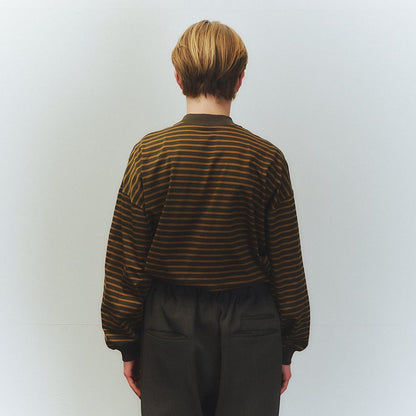 is-ness BALLOON STRIPES LONG SLEEVE T SHIRT