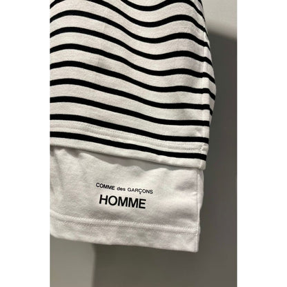 COMME des GARCONS HOMME コットン天竺 ボーダー切替え TEE（WHITE）