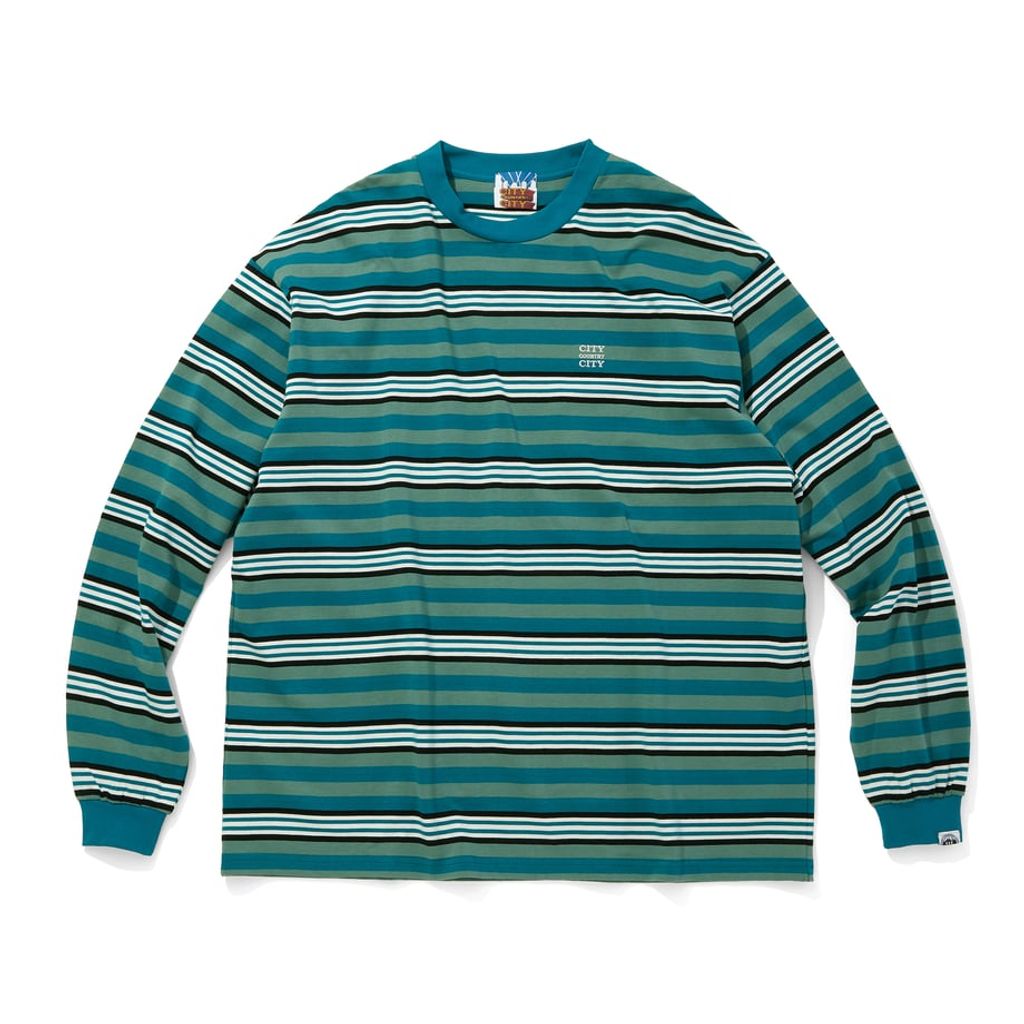 CITY COUNTRY CITY EMBROIDERED LOGO MULTI BORDER L/S T-SHIRT