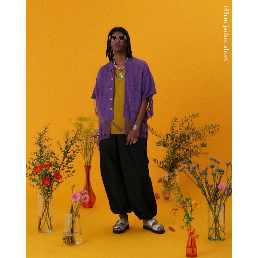 AMBERGLEAM Fringe Cotton Knit Shirt