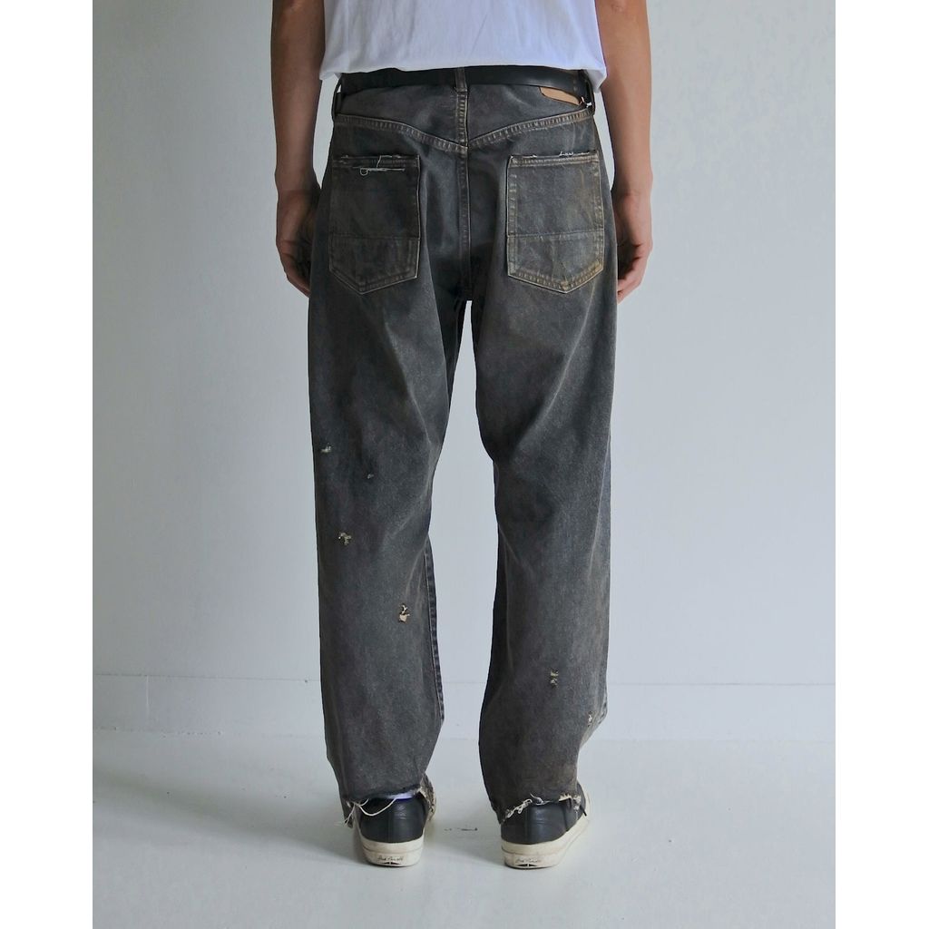 ANACHRONORM REGULAR TAPERED REMAKED 5P BLACK DENIM PANTS BLACK