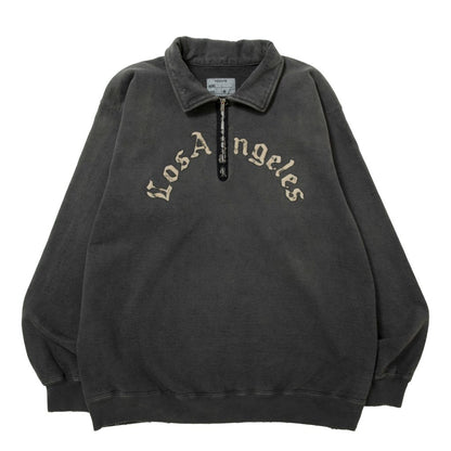 NEXUSVII. DAMAGED LETTERED HALF ZIP SWEAT