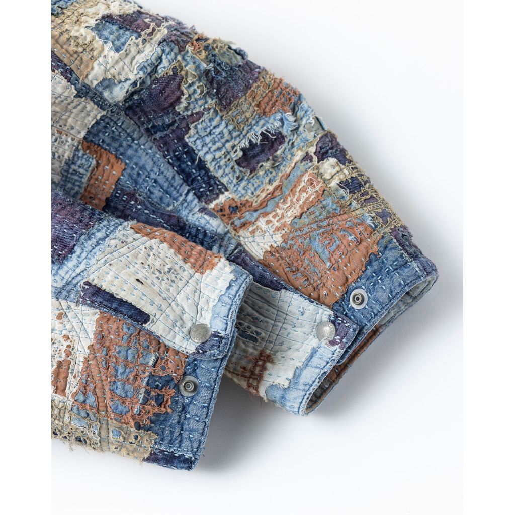 ANACHRONORM SASHIKO PATCHED JACKET INDIGO AN405