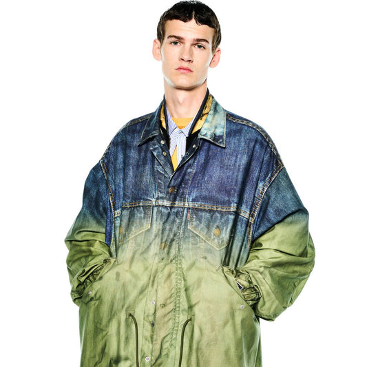 TOLQ Gradation Printed Denim Jacket×Mod Coat