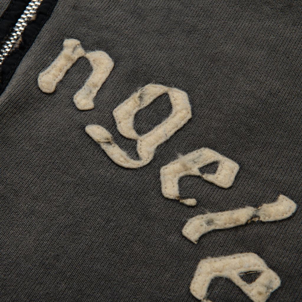 NEXUSVII. DAMAGED LETTERED HALF ZIP SWEAT