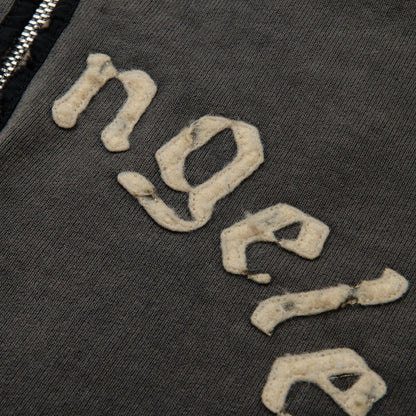 NEXUSVII. DAMAGED LETTERED HALF ZIP SWEAT