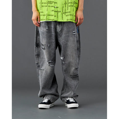 Liberaiders  DAMAGED DENIM SARROUEL PANTS