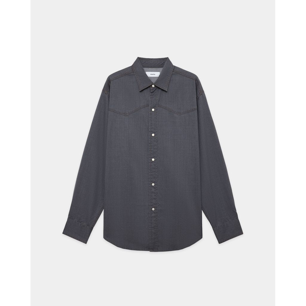 marka Washable 2/72 Wool Gabardine Pigment Print Western Shirt