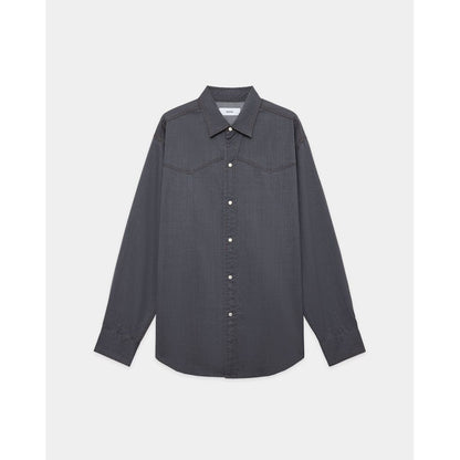 marka Washable 2/72 Wool Gabardine Pigment Print Western Shirt
