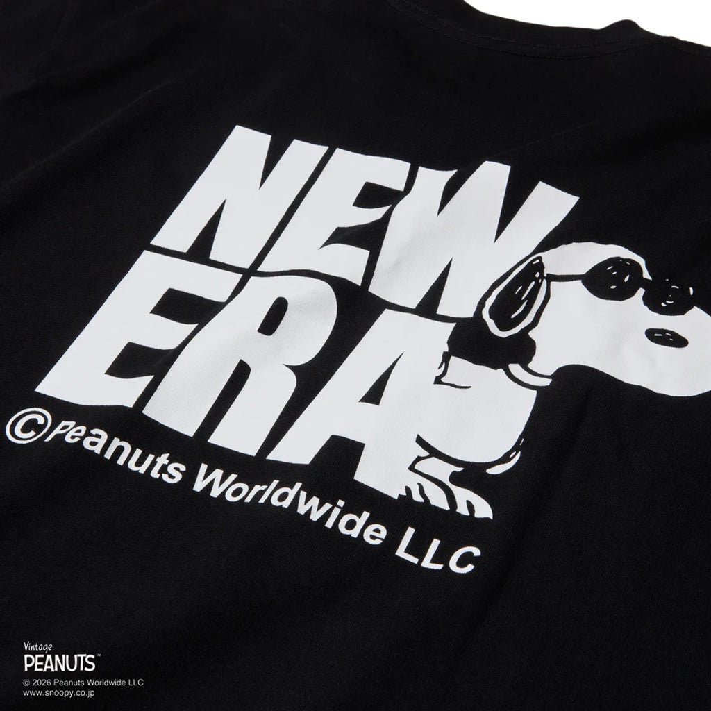 NEW ERA 半袖 コットン Tシャツ Vintage PEANUTS ピーナッツ JOE COOL ジョー・クール ブラック
