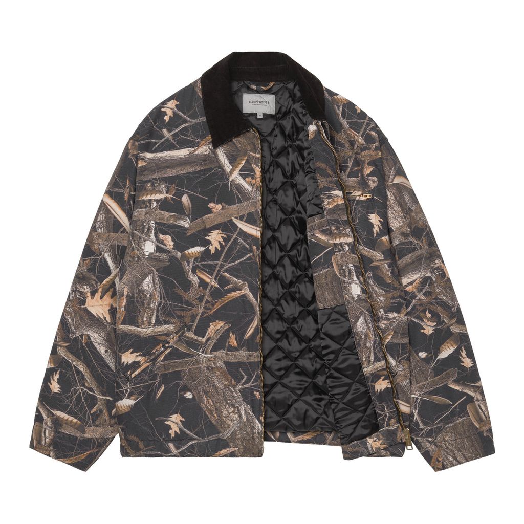 CARHARTT WIP OG Detroit Jacket - Camo Feather Tree, Black / Black heavy stone wash