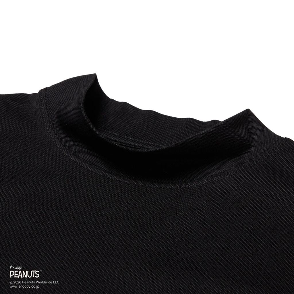 NEW ERA 半袖 ミッドネック Tシャツ Vintage PEANUTS ピーナッツ GOLF Circle ロゴ ブラック
