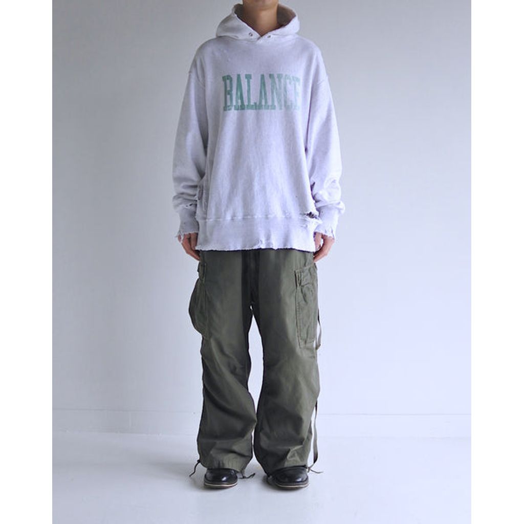 ANACHRONORM BALANCE DAMAGED SIDE LIB SWEAT PARKA GREEN