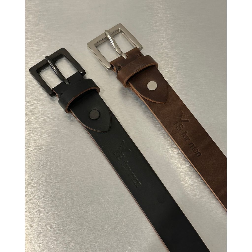 Y's for men x CHROMEXCEL LEATHER PLAIN BLACK BELT