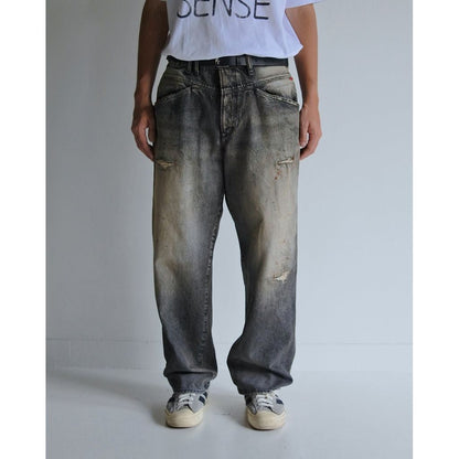 ANACHRONORM FRONT YORK REMAKED DENIM PANTS BLACK (REMAKE)