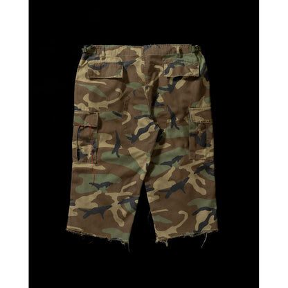ANACHRONORM  AN372 BLACK CUT-OFF HARD DAMAGED B.D.U CAMO PANTS WOODLAND