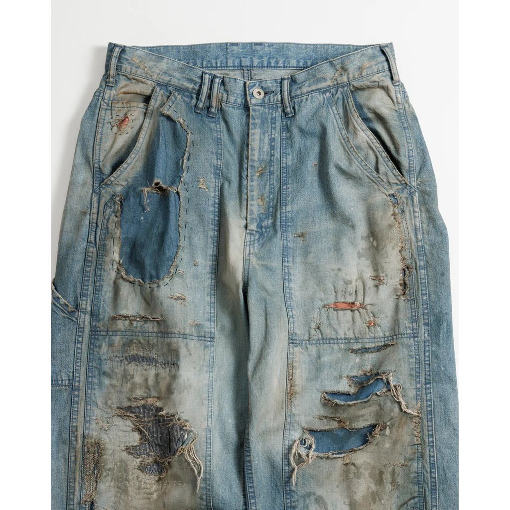 ANACHRONORM REMAKED DOUBLEKNEE DENIM PAINTER PANTS INDIGO (REMAKE)