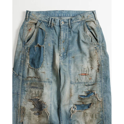 ANACHRONORM REMAKED DOUBLEKNEE DENIM PAINTER PANTS INDIGO (REMAKE)