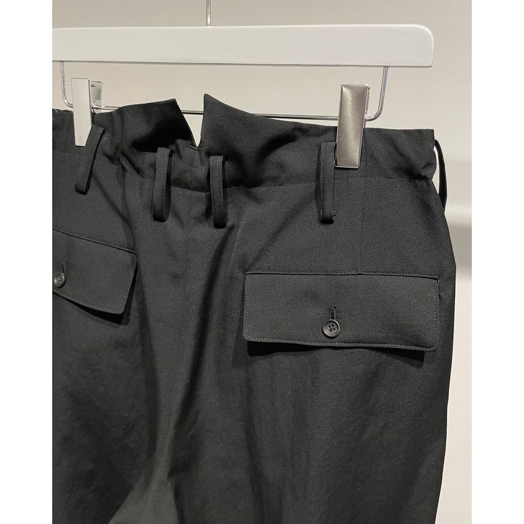 Y's for men WOOL GABARDINE COIN POCKET TUCK PANTS