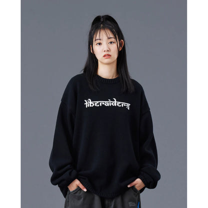 Liberaiders  WOVEN LOGO KNIT SWEATER 774012503