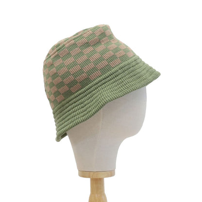 DECHO  CHECKERED KNIT BUCKET HAT