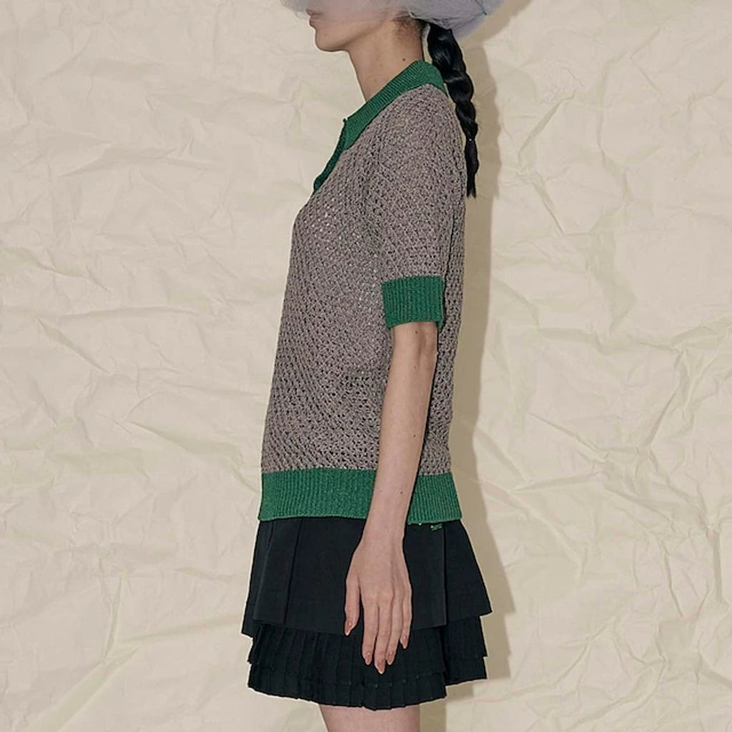 THOMAS MAGPIE collared mesh top トーマス マグパイ シャツ