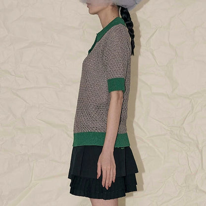 THOMAS MAGPIE collared mesh top トーマス マグパイ シャツ