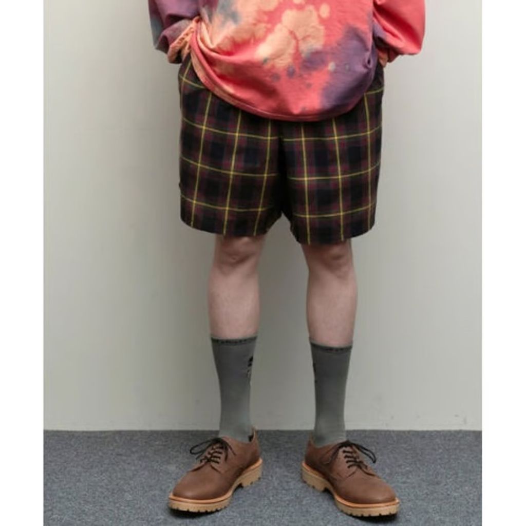 bal WASHED PLAID ELASTIC WAIST SHORT