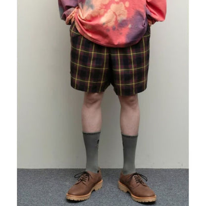bal WASHED PLAID ELASTIC WAIST SHORT
