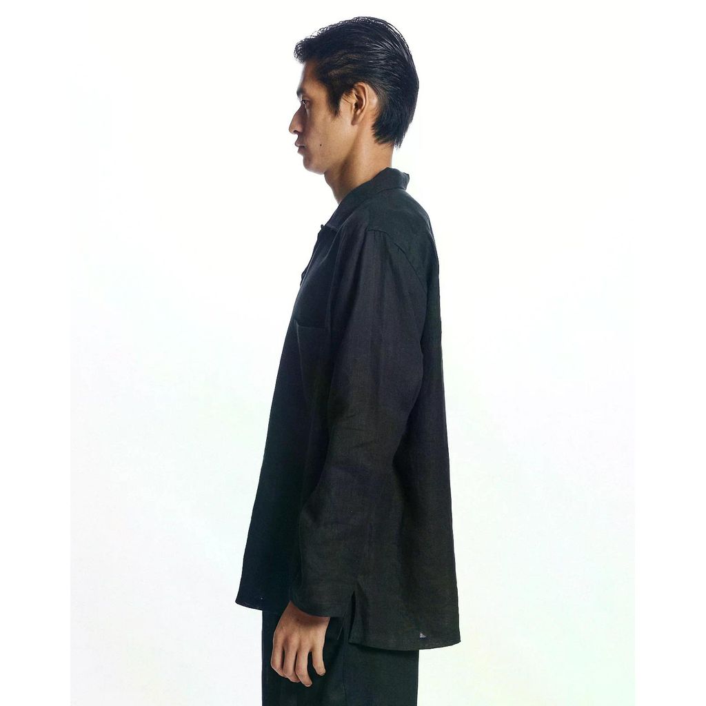MARKAWARE Hemp Shirting Comfort Fit Open Collar Shirt