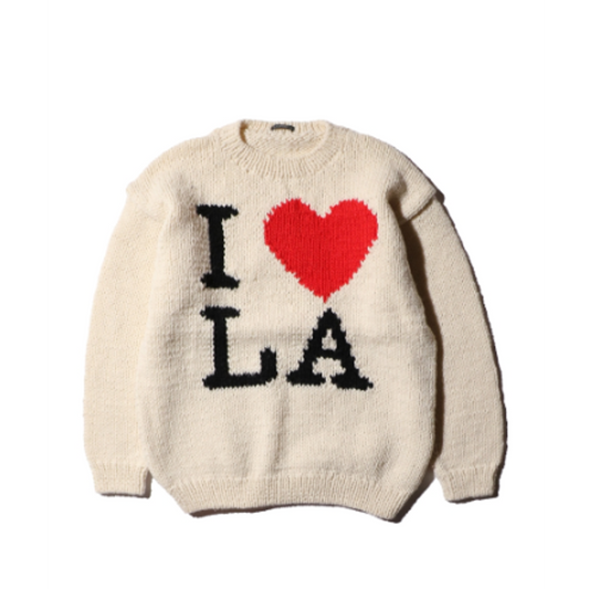【予約商品】THRIFTY LOOK I LOVE LA hand knit crew sweater