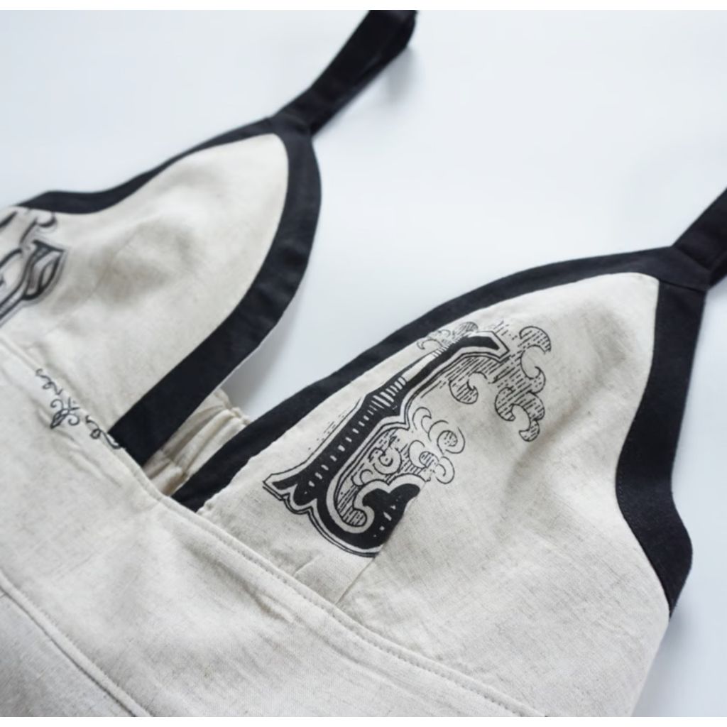 THOMAS MAGPIE C/Linen PRINT サロペット