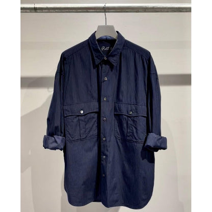 PORTER CLASSIC ROLL UP PIN STRIPE SHIRT（NAVY）