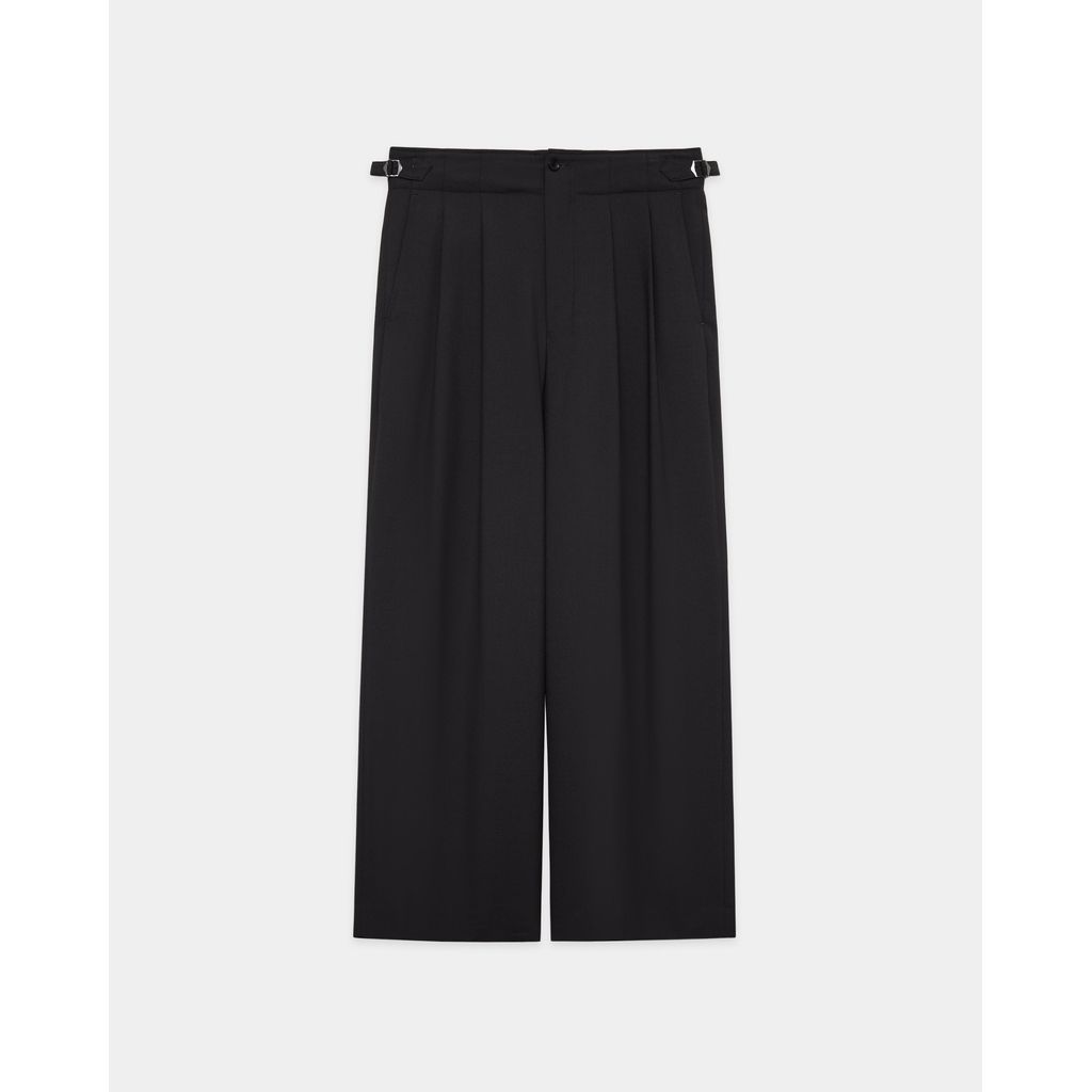 marka Recycled Polyester Non-Mulesed Wool Gabardine Two Tuck Military Trousers