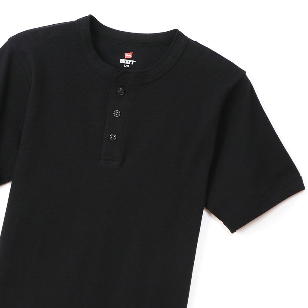 Hanes  BEEFY リブヘンリーネックTシャツ