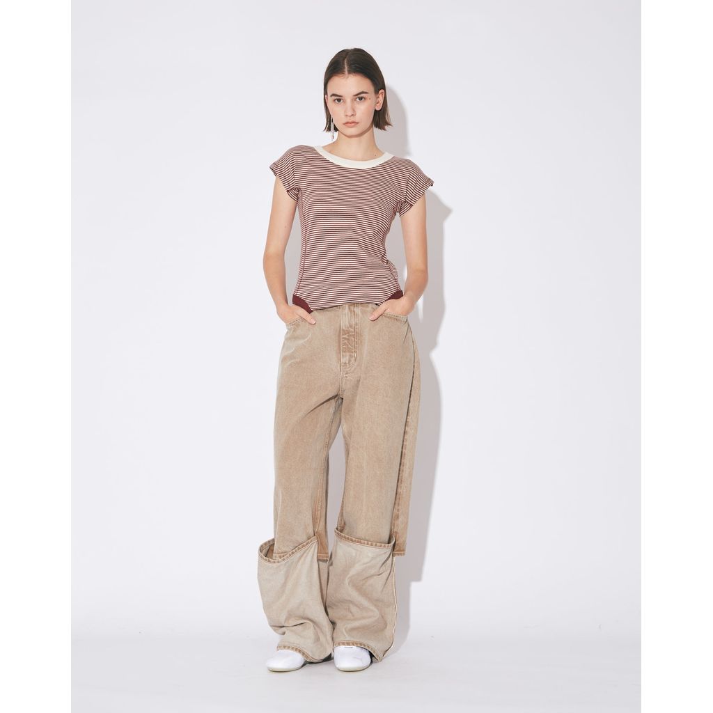 beautiful people organic FOX brown flip hem pants