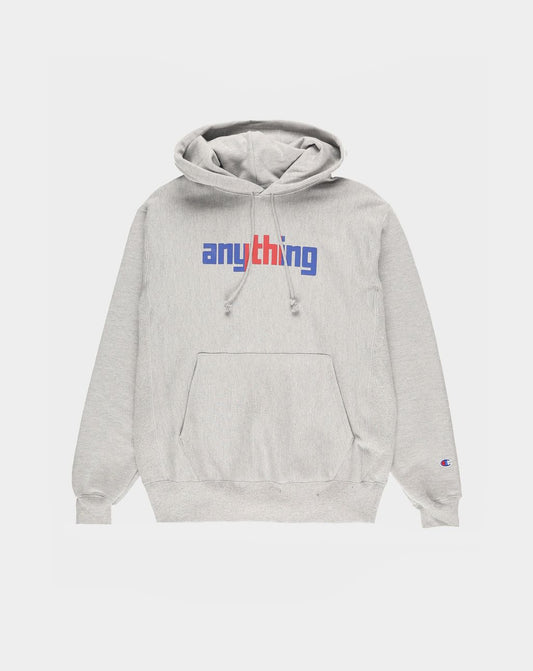 aNYthing Striped Logo Anything Hoodie - Heather Grey