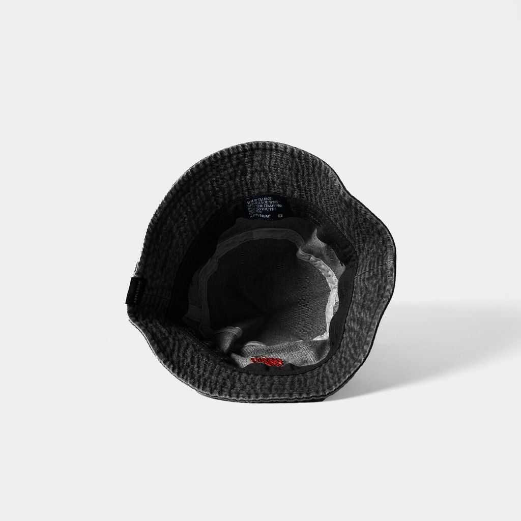 APPLEBUM “APPLE LOGO" DENIM BUCKET HAT [BLACK]