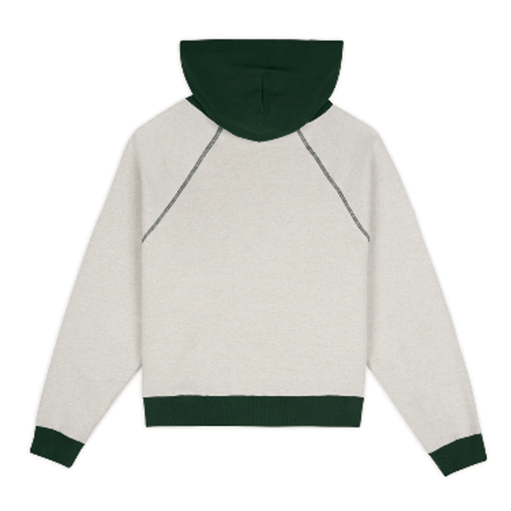 BRAIN DEAD FLEECE LOGO HEAD RAGLAN HOODIE - OATMEAL GREEN