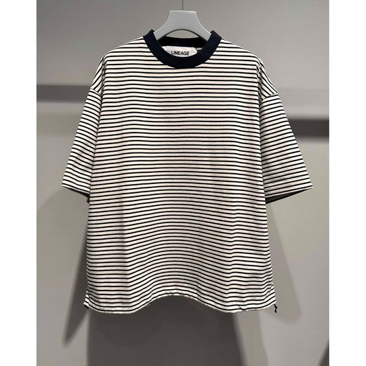 【MADE IN JAPAN】LINEAGE BALLON NATURAL BORDER TEE（NATURAL）