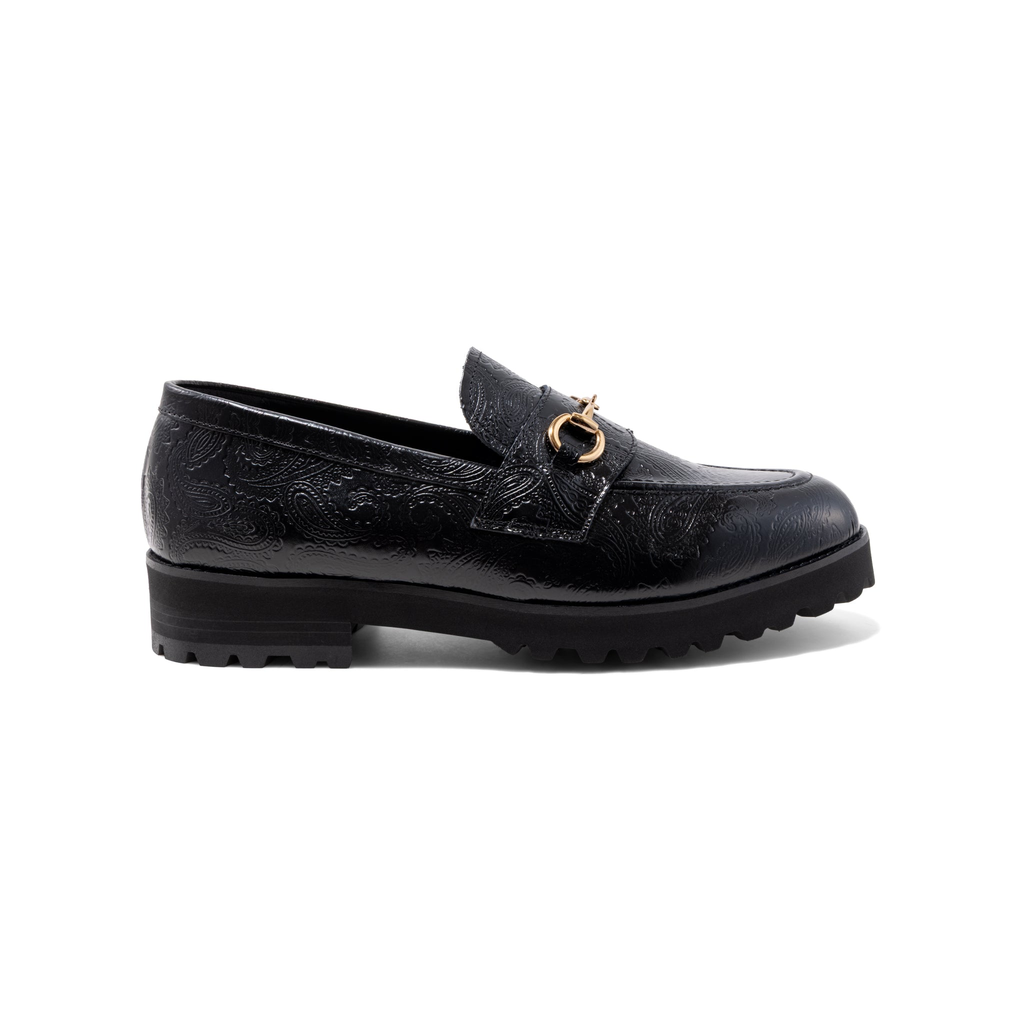 KENFORD MENS TANK SOLE BIT LOAFERS / BLACK PAISLEY
