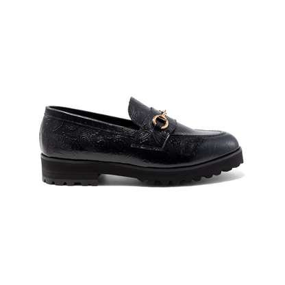 KENFORD MENS TANK SOLE BIT LOAFERS / BLACK PAISLEY
